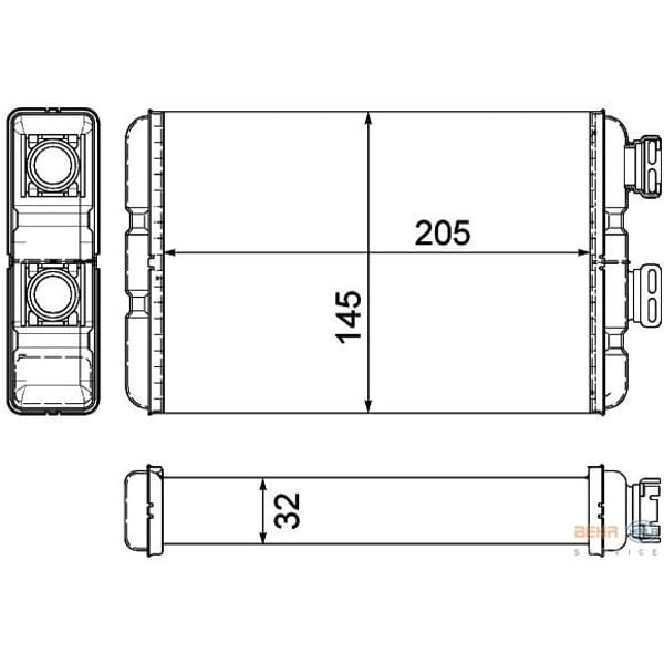 BEHR 8FH351311-321 Kalorifer Radyatörü 205×145×32 E46 M43 B16 164E3