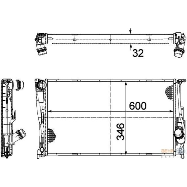 BEHR 8MK376754-21 Su Radyatörü 600×346×32 Manuel E90 E91 E92 E93 M47