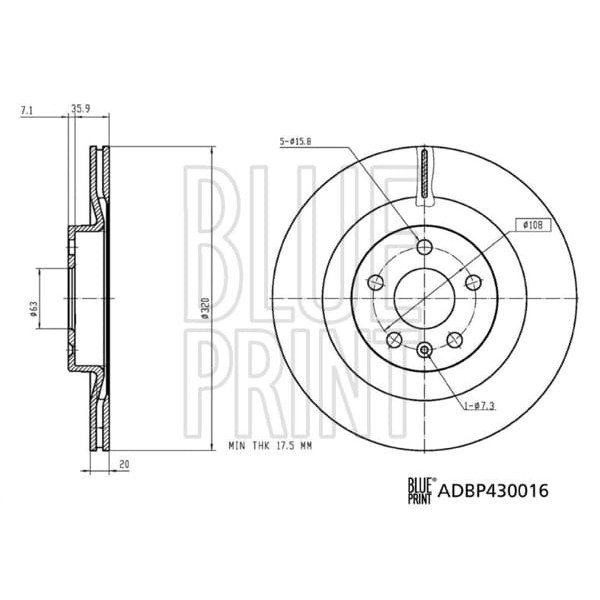 BLUE PRINT ADBP430016 Fren Diski S 60 III T4 2.0 S 60 III T5 2.0 S 60 III T5 2.0 A