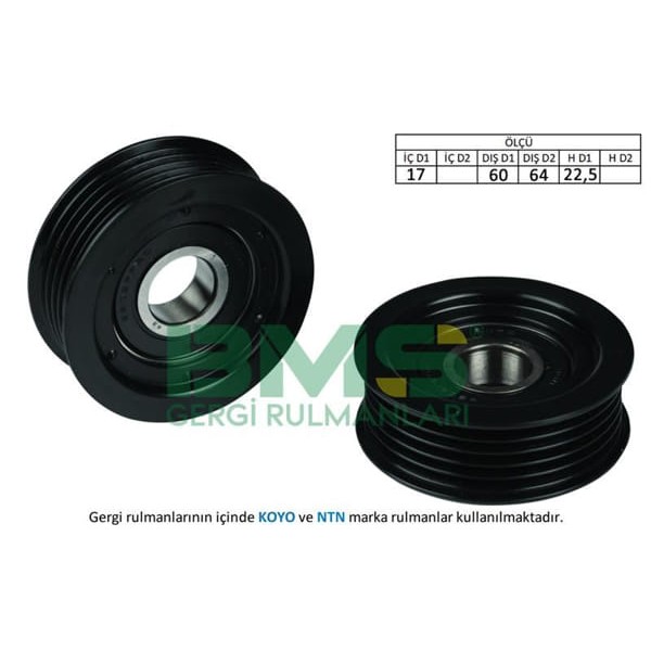 BMS 59 Alternatör V Kayış Gergi Rulmanı Accent Era 1.5 CRDI Elantra 06- Getz 06-Accent Blue 1.6 CRDI 