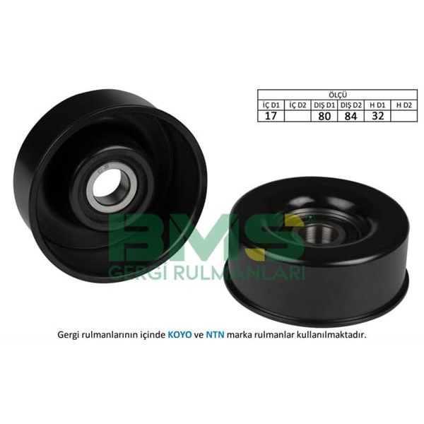 BMS 162 Alternatör V Kayış Gergi Rulmanı 17×80 84×32 Demir Iron Primera Xtrail