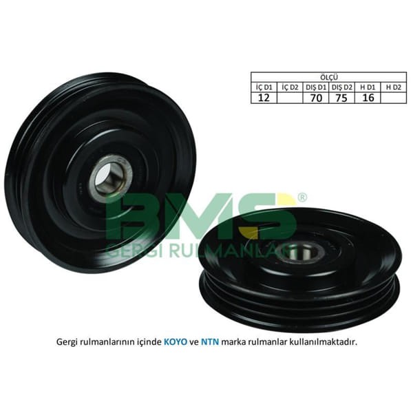 BMS 184 Alternatör V Kayış Gergi Rulmanı 12×70 75×16 3 Pk Demir Iron Micra III Note 