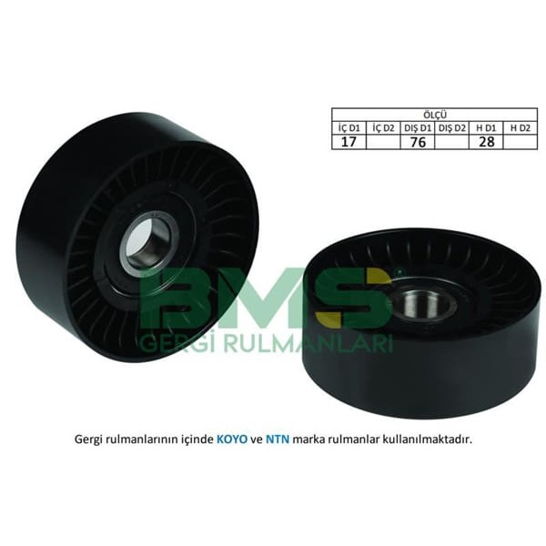 BMS 238 Alternatör V Kayış Gergi Rulmanı 17×76×28 Plastik Plastik Mercedes C Clc-Clk-E-Slk-Sprinter 