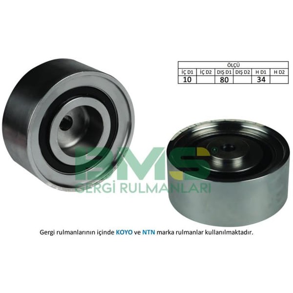 BMS 403 Alternatör V Kayış Gergi Rulmanı 10×80×34 Demir Iron Audi Chrysler Sebrıng Lancer Seat Skoda 