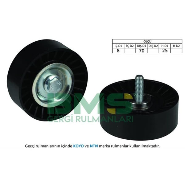 BMS 440 Alternatör V Kayış Gergi Rulmanı 8×70×25 Plastik Citroen Jumper 