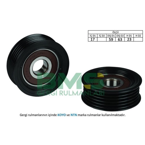 BMS 447 Alternatör V Kayış Gergi Rulmanı 17×59 63×23 Plastik Accent Elantra İ20 .İ30 .İx20 Kia Caren 