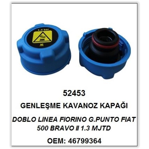 BEMOT 52453 Radyatör Yedek Su Depo Kapağı Mavi Linea Fiorino 500 Bravo II 1.3 Mjtd 1.6 Mjtd 2.0 Mjtd