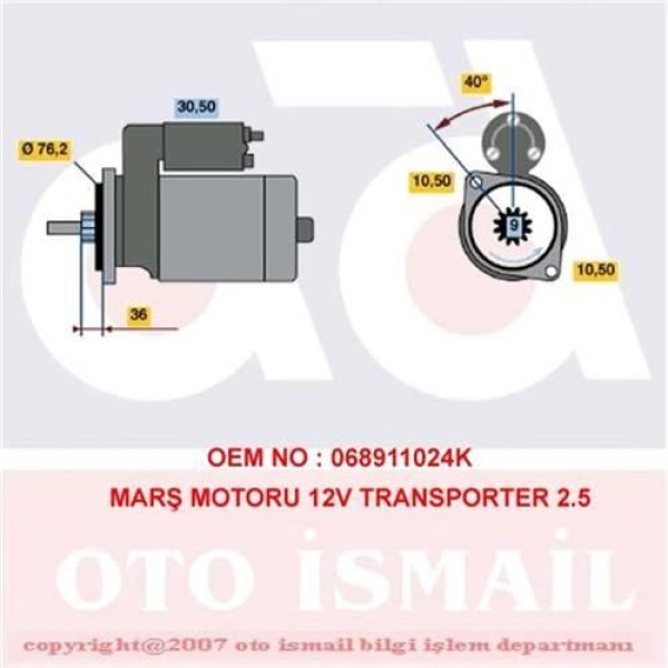 BOSCH 1110133 Marş Motoru Transporter T4 2.5 TDI Acv Motor 