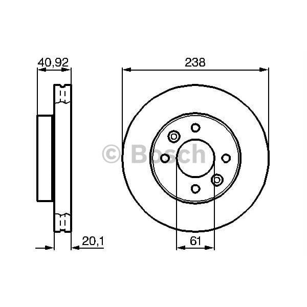 BOSCH 986478276 Fren Diski Ön CLIO Symbol Kangoo I 98- Megane I 95- / Kubıstar 03- Küçük Havalı 237,