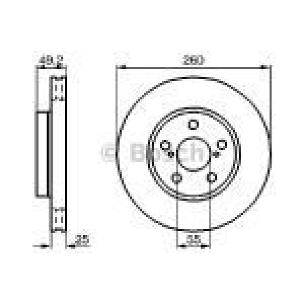 BOSCH 986478451 Fren Diski Ön Avensis 97- Havalı 260Mm