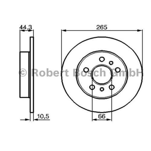 BOSCH 986478757 Fren Diski Arka Laguna I 95-01 Safrane 92-00 Düz 265Mm 5 Bijon 