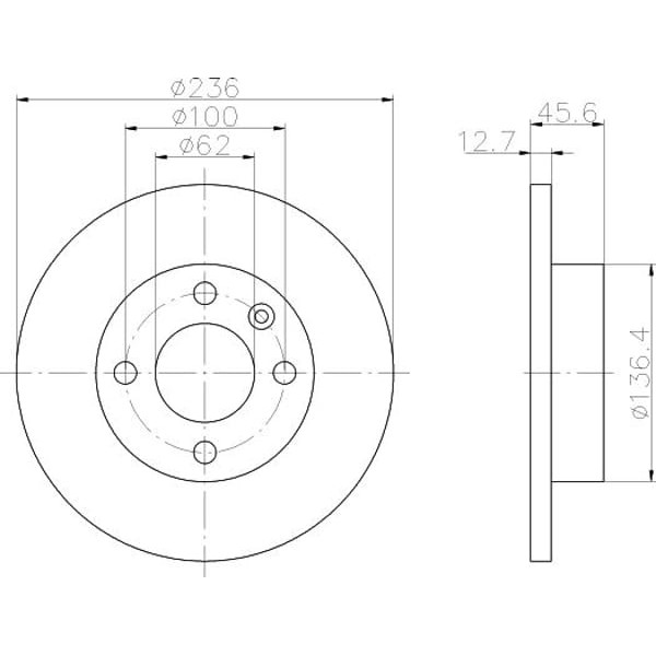 BOSCH 986478859 Fren Diski Ön Caddy II 96-04 / Favorıt Felıcıa Düz 236Mm