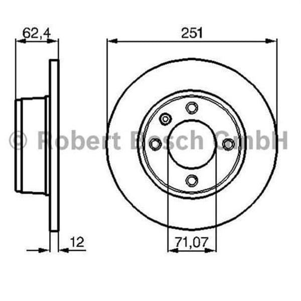 BOSCH 986478879 Fren Diski Arka Xantıa 251.3X12 4 Delık