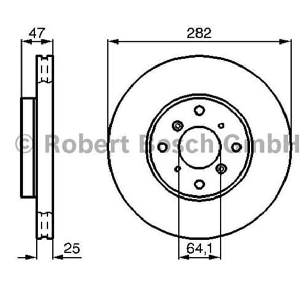 BOSCH 986478982 Fren Diski Ön Accord VI 98-03 Havalı 282Mm