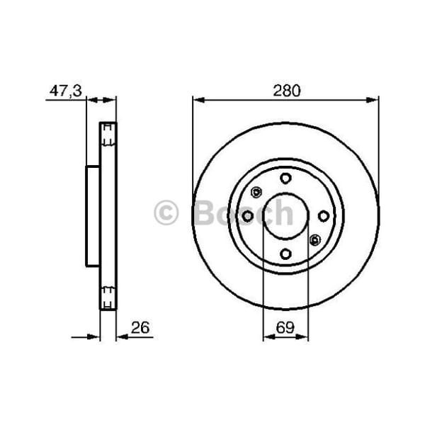 BOSCH 986479229 Fren Diski Ön Sonata IV 98- Elantra 00- / Magentıs 01- Havalı 280Mm 