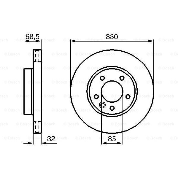BOSCH 986479250 Fren Diski Ön Sağ 330 32-30Mm . Hava Kanallı Kaplamalı Yüksek Karbon Alasımlı Touare 