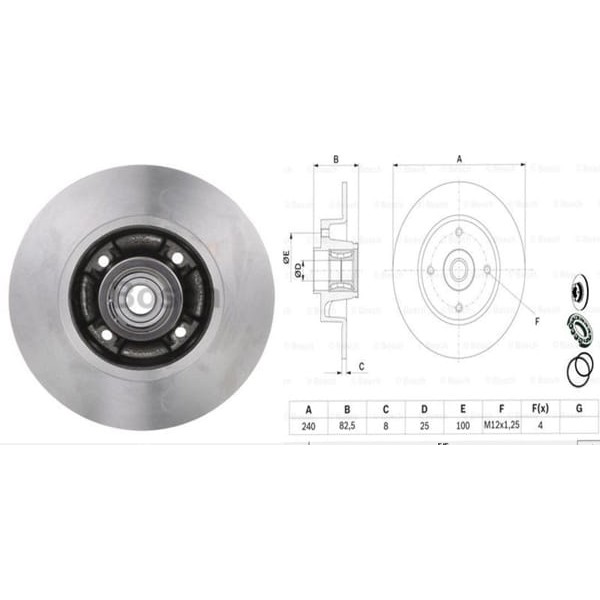 BOSCH 986479278 Fren Diski Arka 4D 240Mm Rulmanlı CLIO III Megane II 04- 