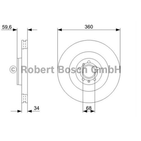 BOSCH 986479302 Fren Diski Ön Phaeton 02- / A6 04-11 A8 03-10 Havalı 360Mm 