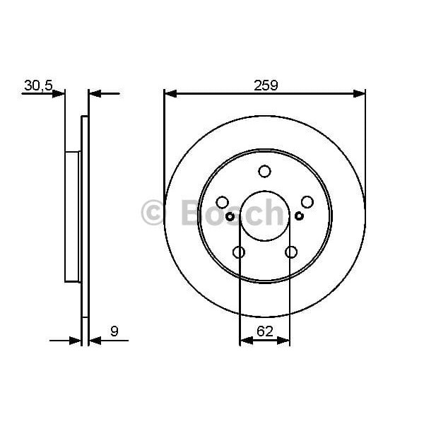 BOSCH 986479418 Fren Diski Arka Corolla 07- Auris 07- Benzinli Düz 259Mm 