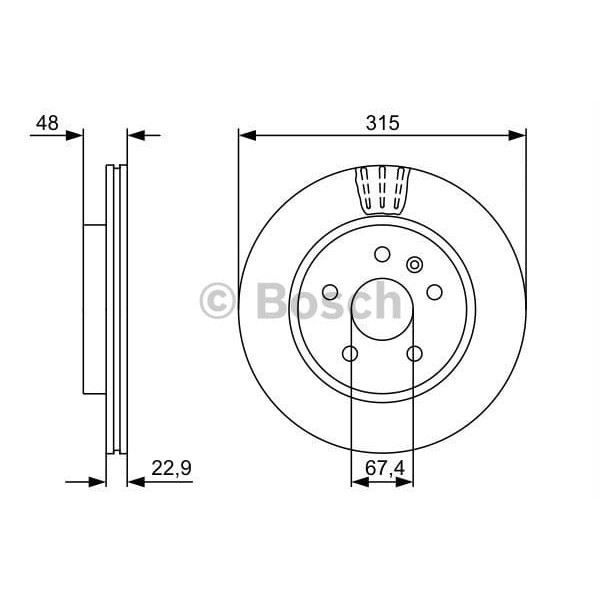 BOSCH 986479514 Fren Diski Arka Insignia 08- / 9-5 10- 17 Jant 18 Jant Adet 315X22.9 5 Delık Havalı