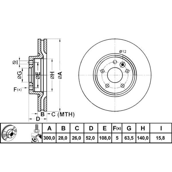 BOSCH 986479974 Fren Diski Ön S-Max 06- Mondeo IV 07- Galaxy III 06- / S60 10- S80 06- V60 V70 06- X 