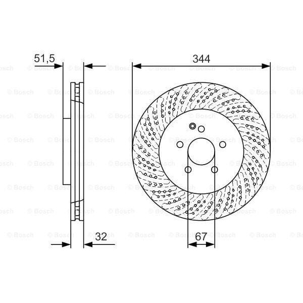 BOSCH 0986479D07 Fren Diski Ön 344 /32-30 Mm]. Kaplamalı. Yüksek Karbon Alaşımlı
