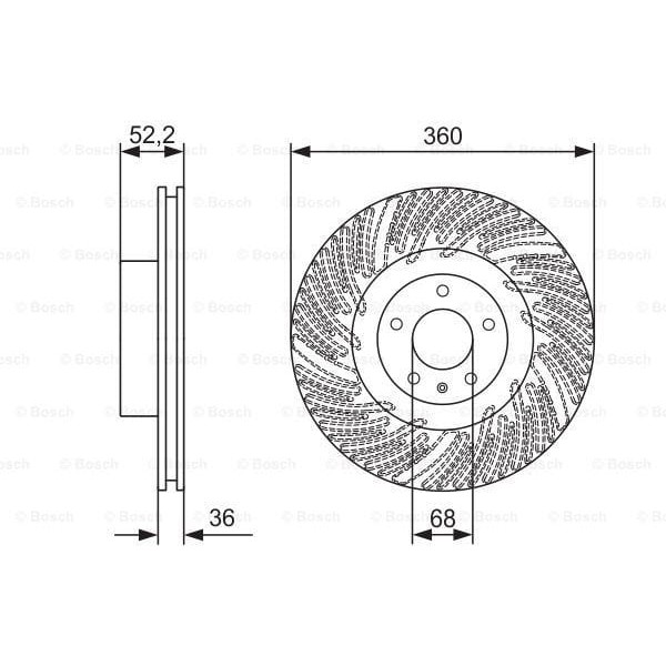 BOSCH 0986479D27 Fren Diski Ön 360 /36-34 Mm]. Kaplamalı. Yüksek Karbon Alaşımlı 