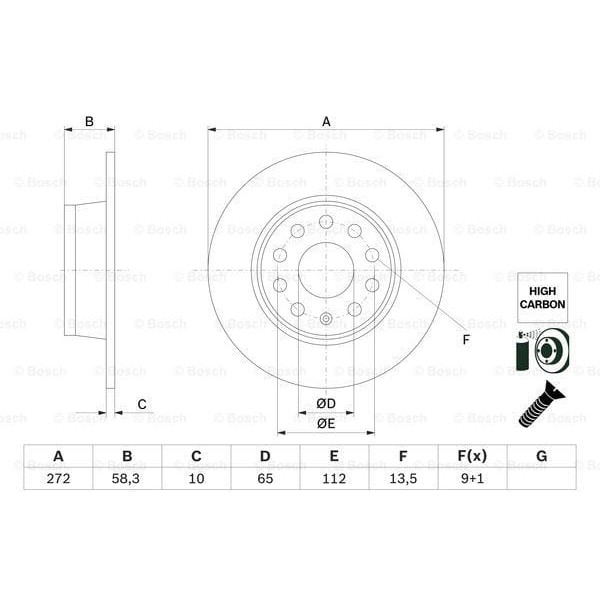 BOSCH 0986479F23 Fren Diski Bd2768