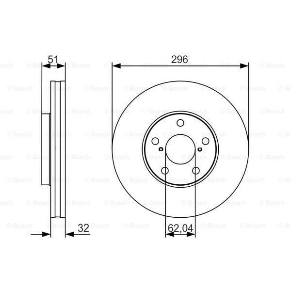 BOSCH 0986479R20 Fren Diski Ön 296 Mm / 32-3 Mm] Hava Kanallı 