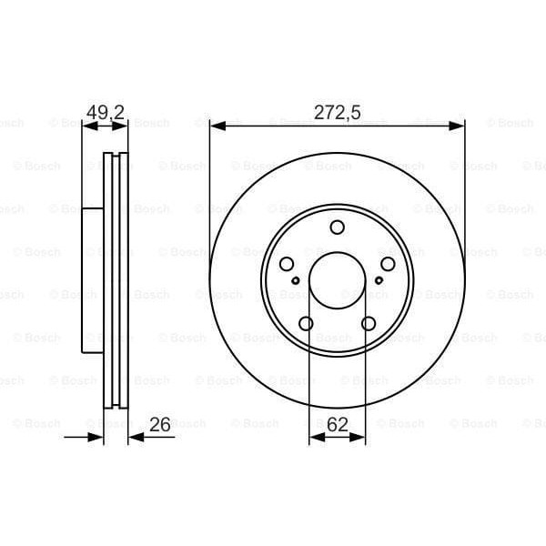 BOSCH 0986479R45 Fren Diski Ön Corolla 07- Auris 07- Dizel Havalı 275Mm