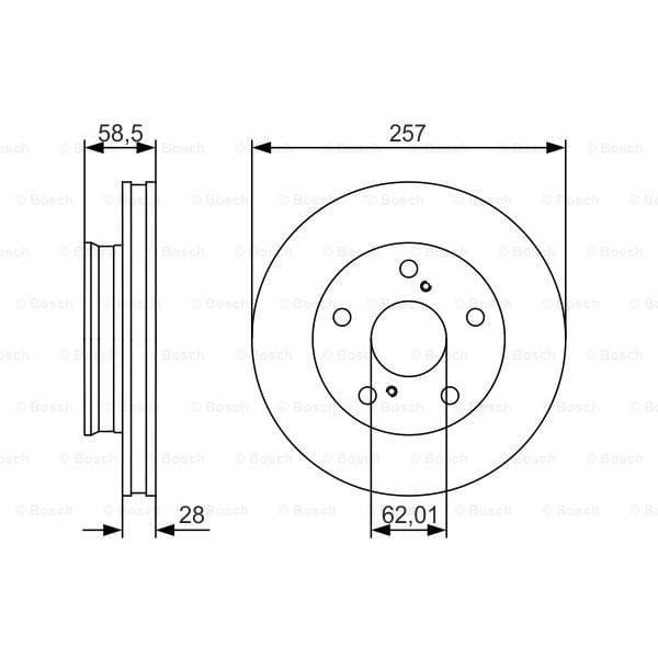 BOSCH 0986479R53 Fren Diski Ön 257 /28-26 Mm]. Hava Kanallı 