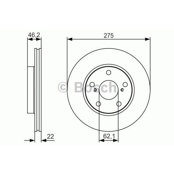 BOSCH 0986479R97 Fren Diski Ön Corolla 07- Auris 07- Benzinli Havalı 275Mm
