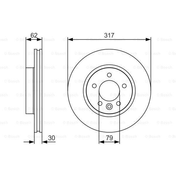 BOSCH 0986479S25 Fren Diski Ön 5D 317Mm Discovery III Range Rover 4.0 4×4 05- 