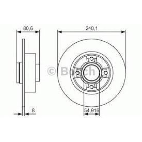 BOSCH 0986479S37 Fren Diski Arka CLIO III 05- Megane II 02- Modus 04- Wınd / Note 06- Düz 240Mm 