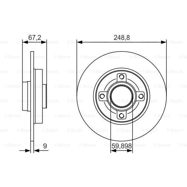 BOSCH 0986479S42 Fren Diski Arka 307 00- / C4 04- Düz 249Mm