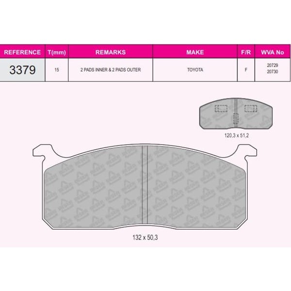 Muhtelif 3379 Fren Balatası Ön Hilux Hıache 77-83 Vva20729 W