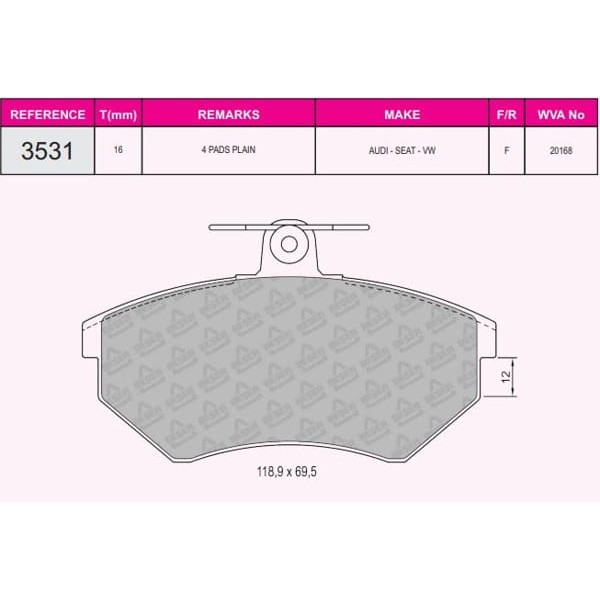BESER 3531 Ön Balata Golf IIgolf IIIpolo Clasıc 95-Passatcordobacaddy 95-04 Ince
