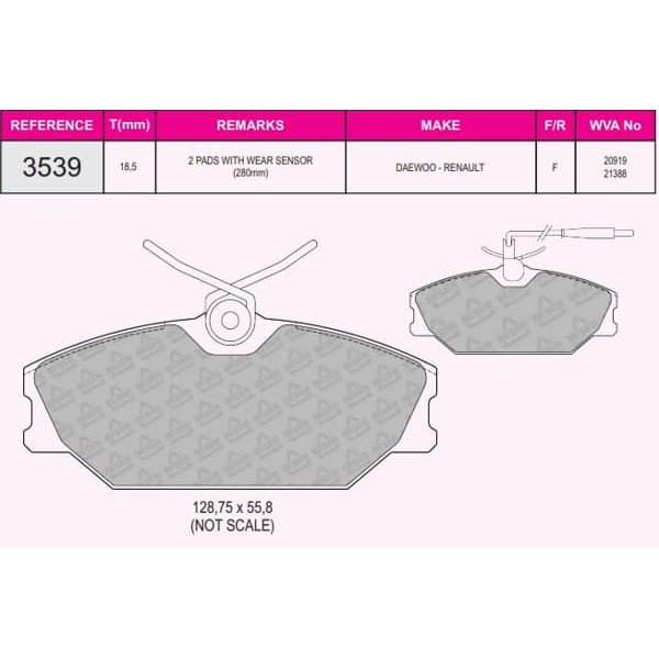 BESER 3539 Fren Balatası Ön Megane I 95- Laguna I 94- Safrane 