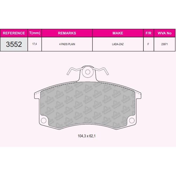 BESER 3552 Ön Balata Vega 99- 1,5 (Yesıl)