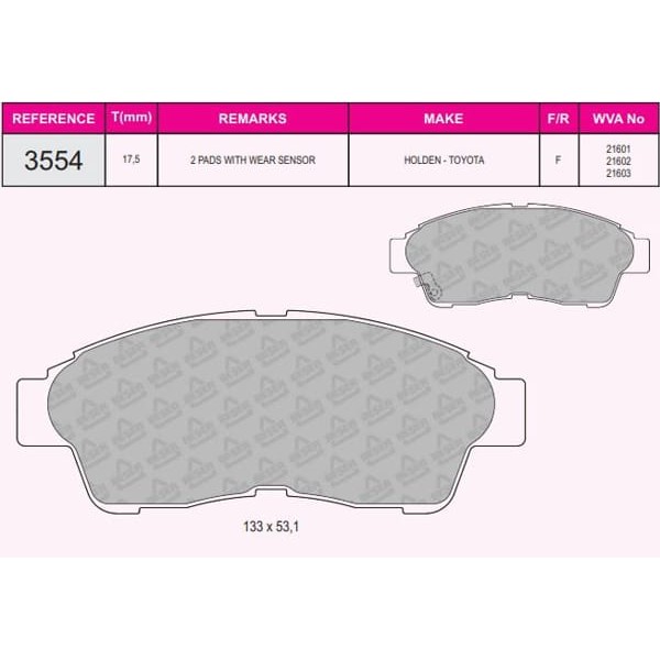 BESER 3554 Ön Balata Corolla 93-97 Enj.Carına 97-99Corona 93-98Terrarav4 93-00 