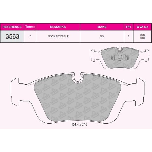 BESER 3563 Fren Balatası Ön 3 Serisi E46 Z3 1998- 2.0 2.2 2.8 Z4 E85 3.16 3.18 3.20