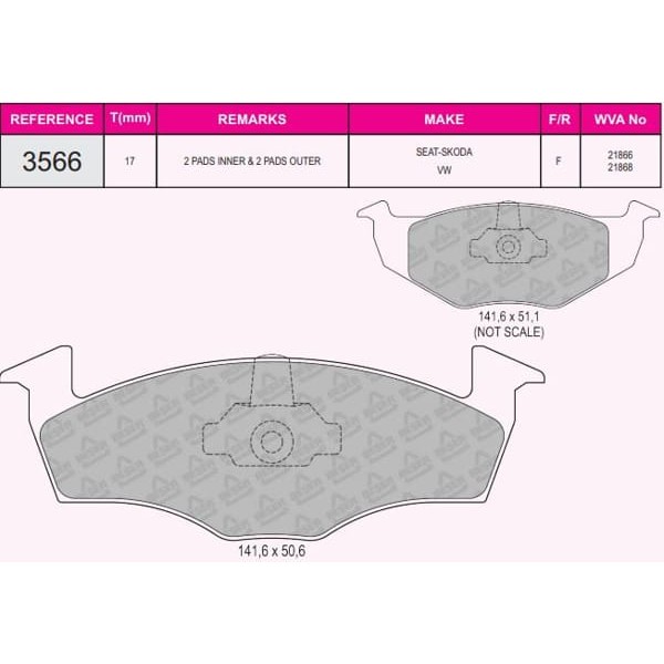 BESER 3566 Fren Balatası Ön Polo III 95- Lupo 98- Fox 05- / Arosa 97- / Fabia 00-10 