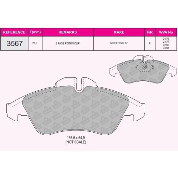 BESER 3567 Fren Balatası Ön Lt28-35 96-06 Lt28-46 96-06 / V-Class 96- Sprinter 95-06 Vito 96-03 