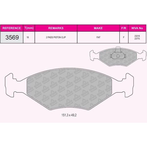 BESER 3569 Fren Balatası Ön Fıssız Palio 1.4 Siena