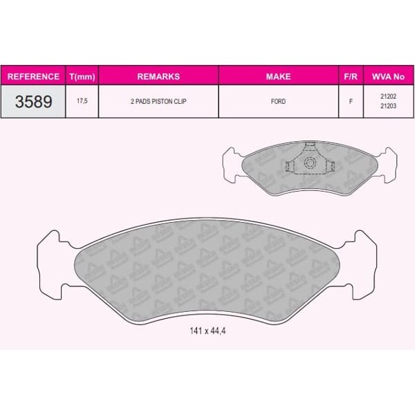 BESER 3589 Ön Balata Fiesta 89-02Ford Ka 96-08Mazda 121 III 96-03 