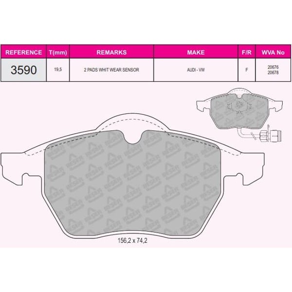 BESER 3590 Fren Balatası Ön 100 90- A6 94- Fişi Yuvarlak Olan 