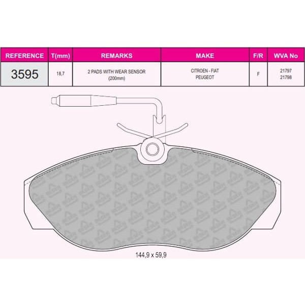 BESER 3595 Fren Balatası Ön Fişli Ducato 94-01 / Trafic II 01- / Boxer 94-01 / Jumper 94-01 14Q