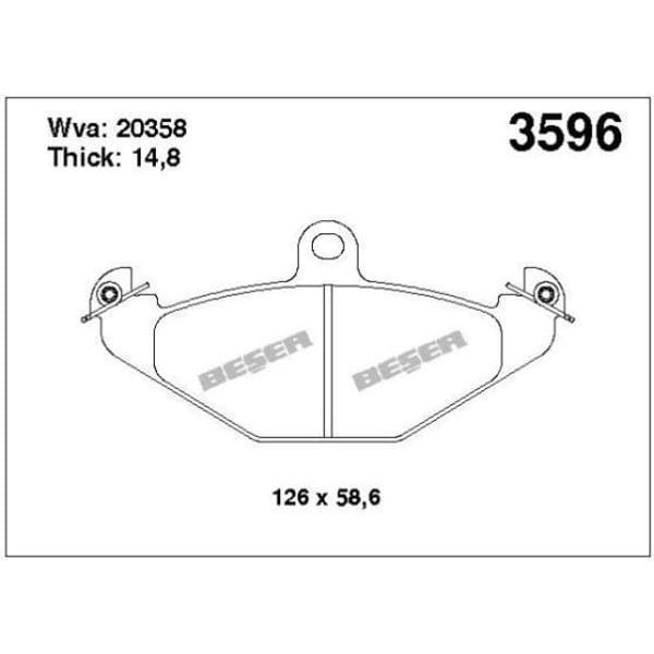 BESER 3596 Fren Balatası Arka R21 Laguna I 94- Safrane 92- Espace III 96- 