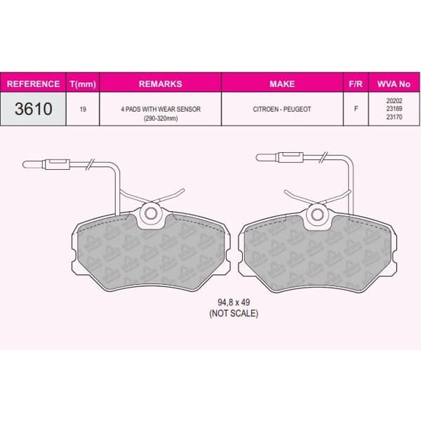 BESER 3610 Fren Balatası Ön 405 Srı Xu9J4 1.9 