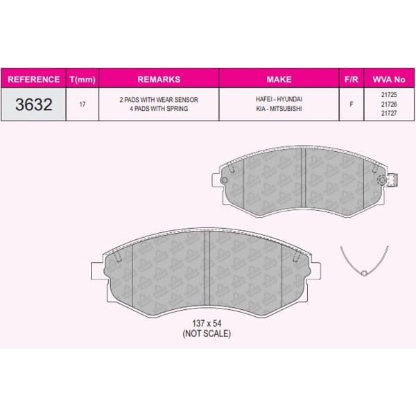 BESER 3632 Ön Balata Elantra 03- 1,6-1,8Sonato II-III 95-00 1,8-2,0-2,4-3,0I